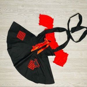 Steam punk rock black patchwork corset front dress costume cosplay Halloween